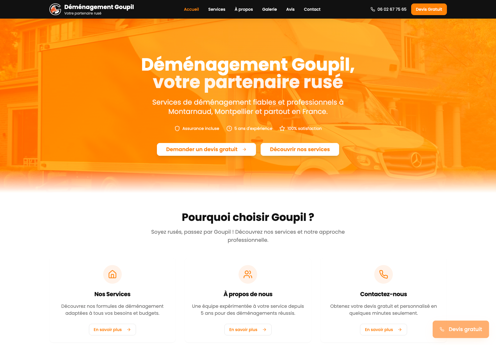 Capture d'écran du site Demenagement-Goupil
