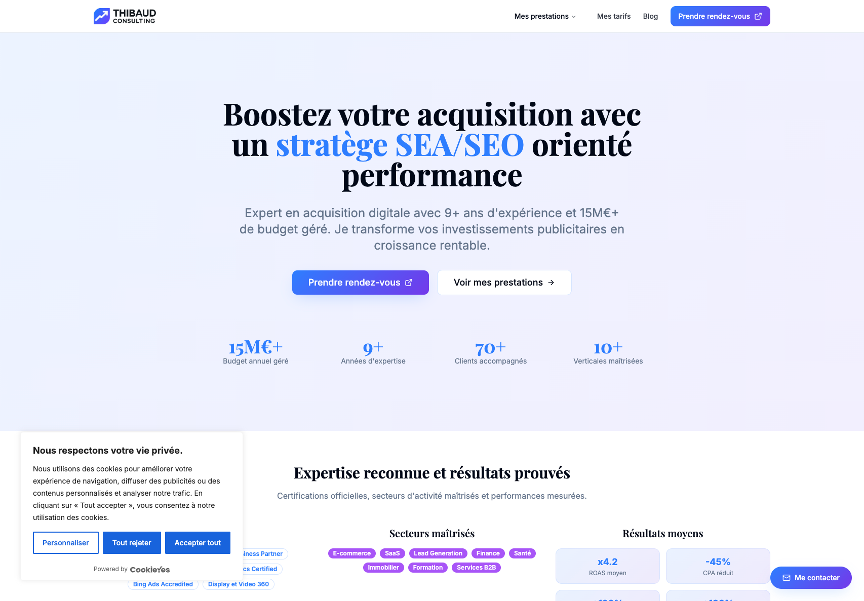 Capture d'écran du site Thibaud-Consulting